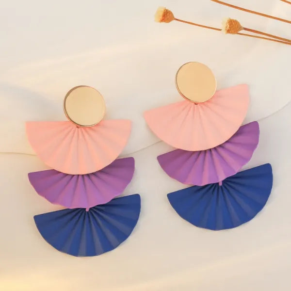 Layered Fan-Shaped Statement Earrings