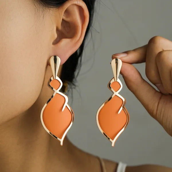 Gold & Orange Statement Earrings