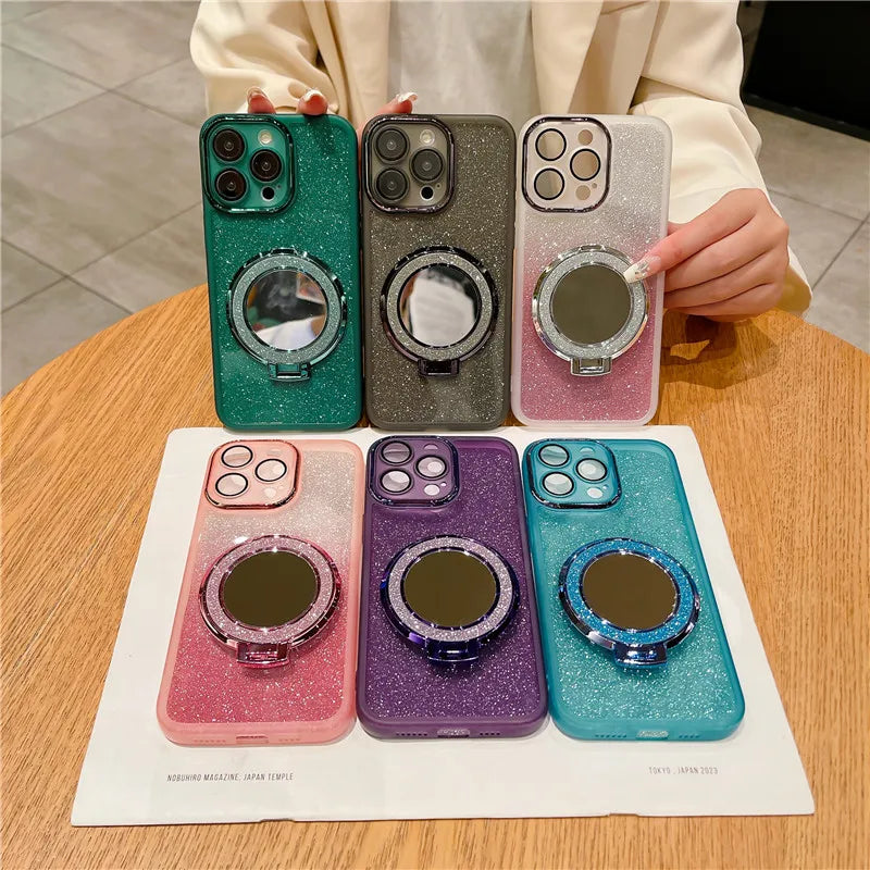 Glitter Magnetic Mirror Phone Case for iPhone