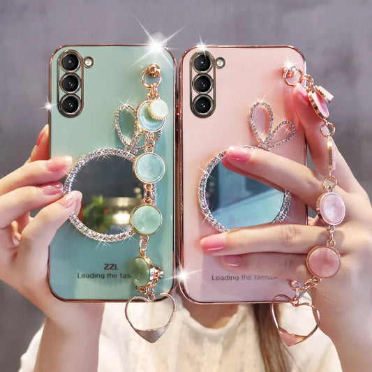 Phone Case With Mirror Round For Samsung Galaxy Phones