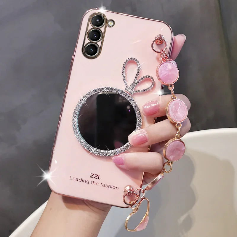 Phone Case With Mirror Round For Samsung Galaxy Phones