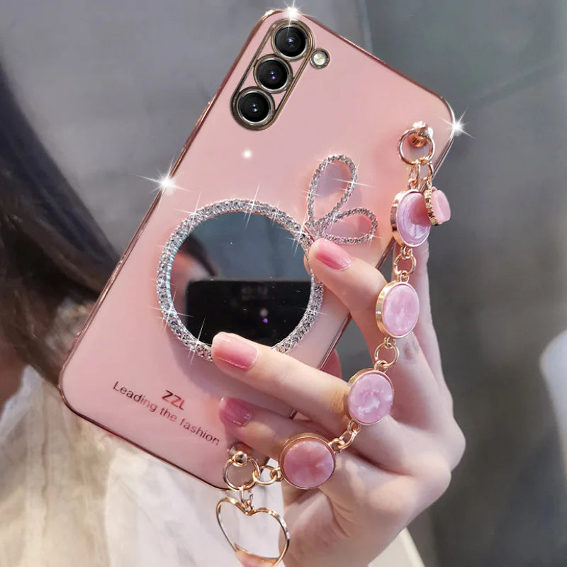 Phone Case With Mirror Round For Samsung Galaxy Phones