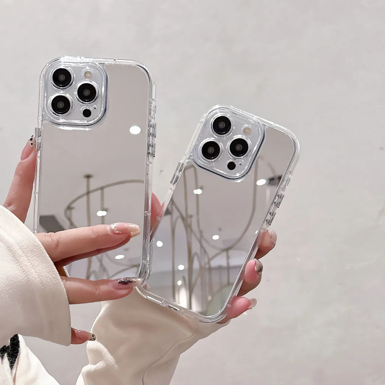 Reflective Silver Makeup Mirror Phone Case For iPhones