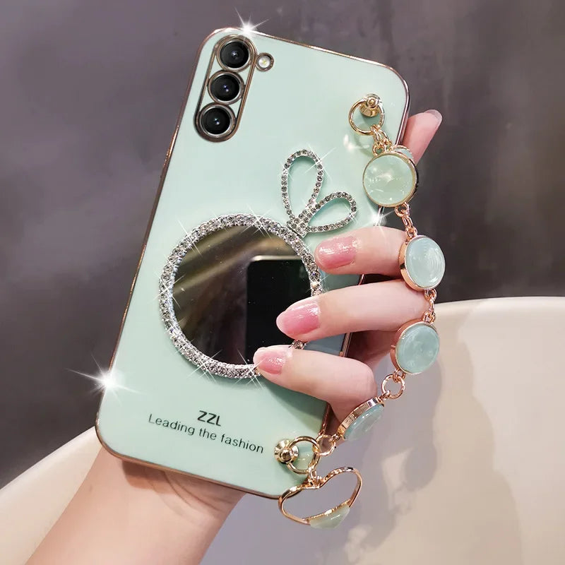 Phone Case With Mirror Round For Samsung Galaxy Phones