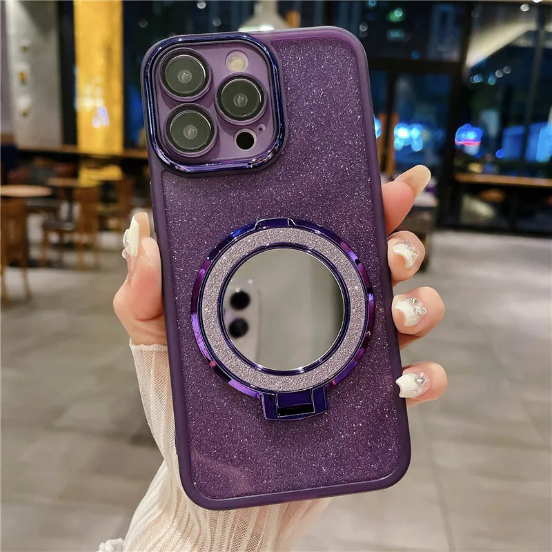 Glitter Magnetic Mirror Phone Case for iPhone