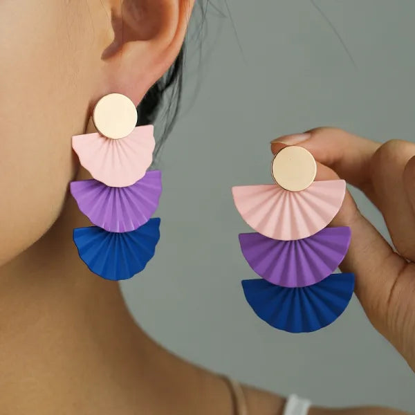 Layered Fan-Shaped Statement Earrings