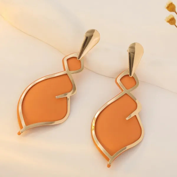 Gold & Orange Statement Earrings